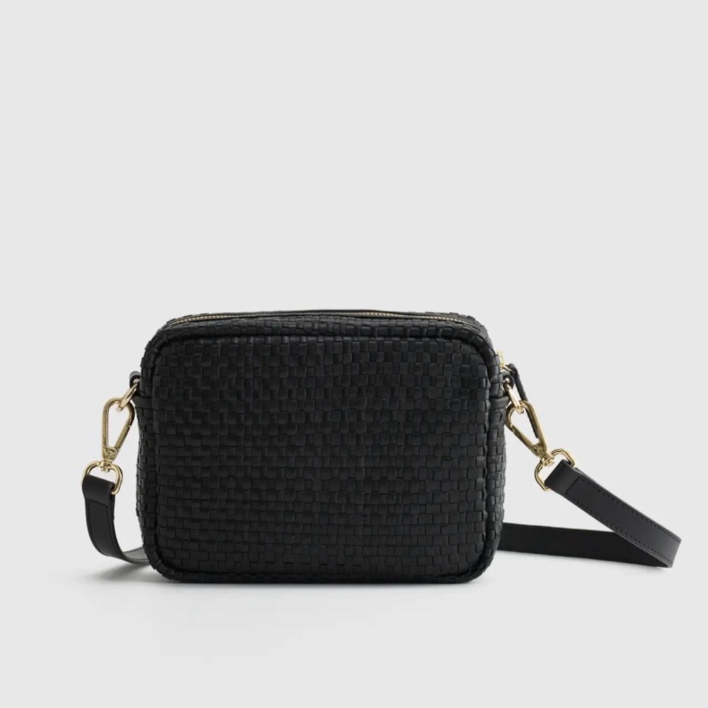 Quince Italian Leather Crossbody Bag, Black